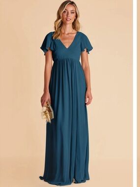 bridesmaid dresses uk only V-Neck Sage Green Pleated Chiffon Bridesmaid Dress – FancyVestido main image 0